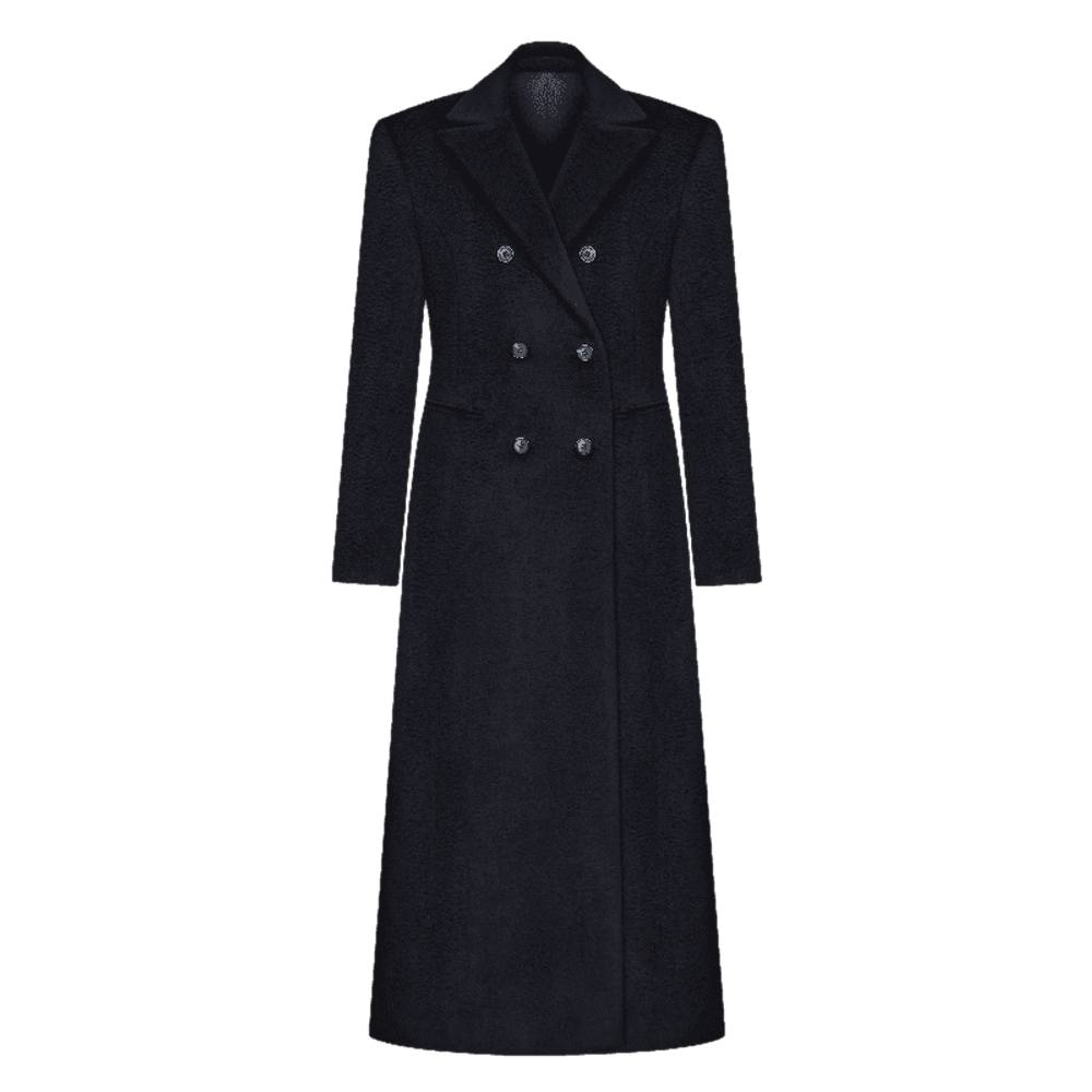 Пальто двубортное теплое на пуговицах