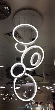 Falling rings chandelier