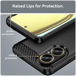 Мягкий защитный чехол для смартфона Realme C67 4G, серия Carbon (дизайн в стиле карбон) от Caseport