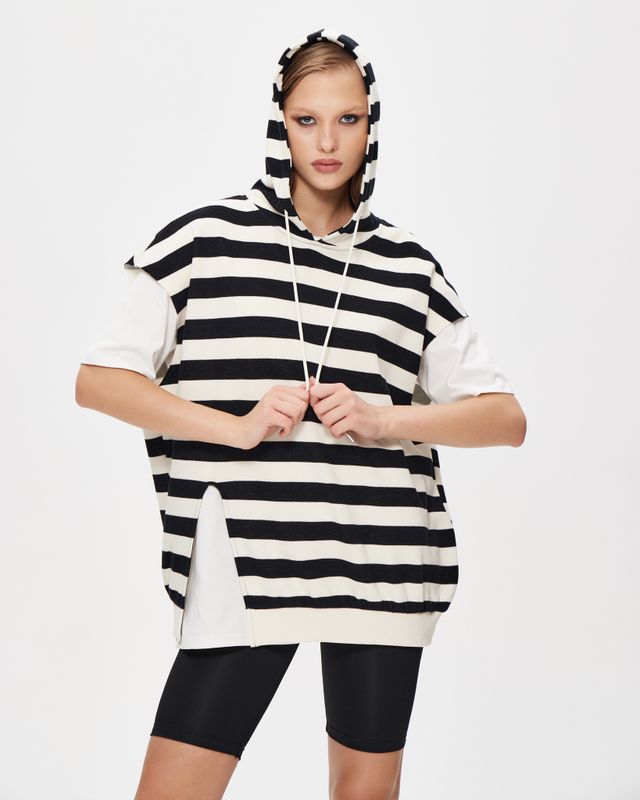 Худи с коротким рукавом в полоску, с футболкой