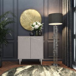 Комод Арт Колор leaves Классик Сильвер с 2 полками Серый агат