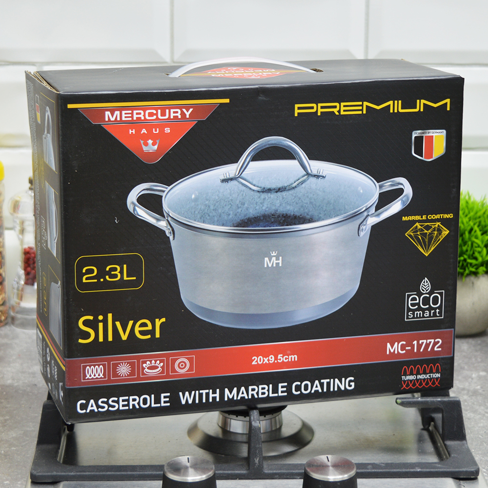 Кастрюля 2,3л с крышкой "MercuryHaus" MC-1772 Silver