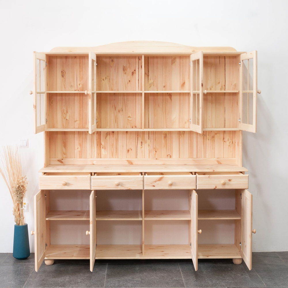 Тумба, 174х39х81, Лена, для кухни, для одежды, с ящиками, 4 двери из массива дерева, Dipriz