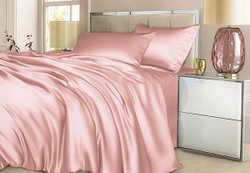 Постельное белье ЕВРО (двуспалка) Египетский Хлопок однотонный светло розовый