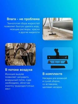 Строительный пылесос Karcher WD 2 Plus V-12/4/18 1000Вт (уборка: сухая/сбор воды) желтый