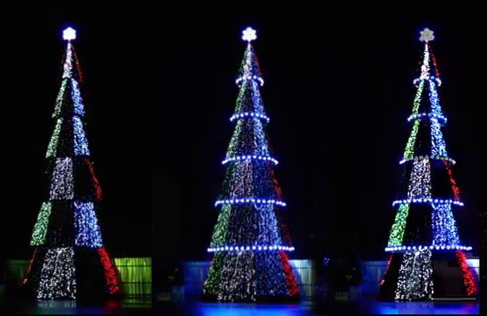 Светодинамическая елка сегментная, встроенное освещение -"Сибирская" 12 м