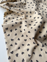 Микровельвет 100% хлопок Чёрные сердечки