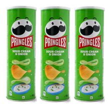 Чипсы картофельные Pringles Сметана и лук 165 г 3 шт