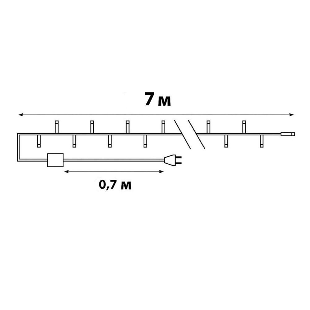 ULD-S0700-050-DTA MULTI IP20 SNOWFLAKES-3 Гирлянда светодиодная с контроллером Снежинки-3. 50 светодиодов. 7 м. разноцветная. IP20.провод прозрачный