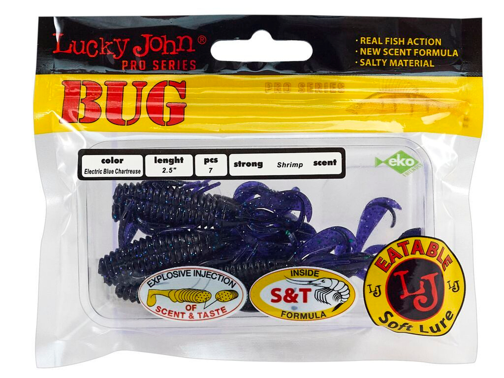 Мягкая приманка Lucky John BUG 2.5in (63 мм), цвет T52, 7 шт.