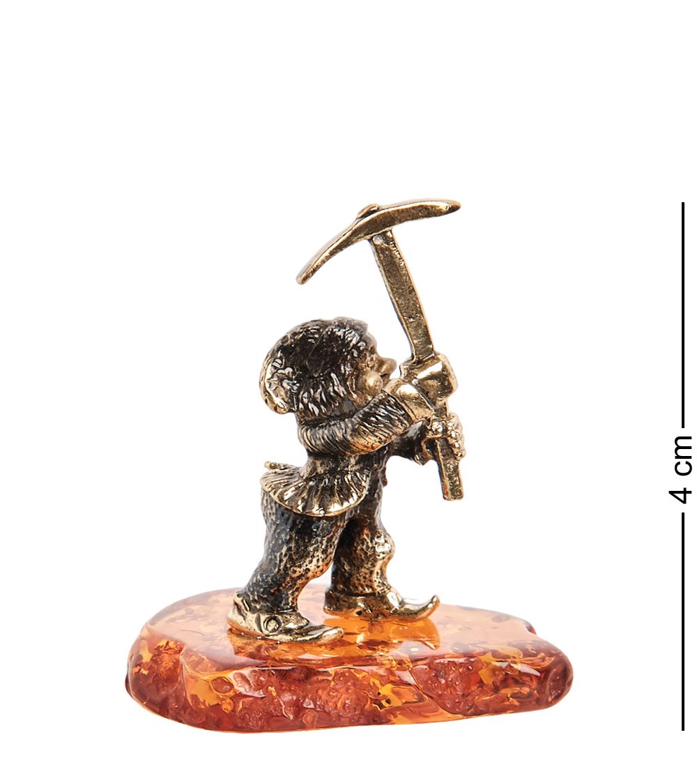 AM-1513 Фигурка «Гном с киркой» мал. (латунь, янтарь)