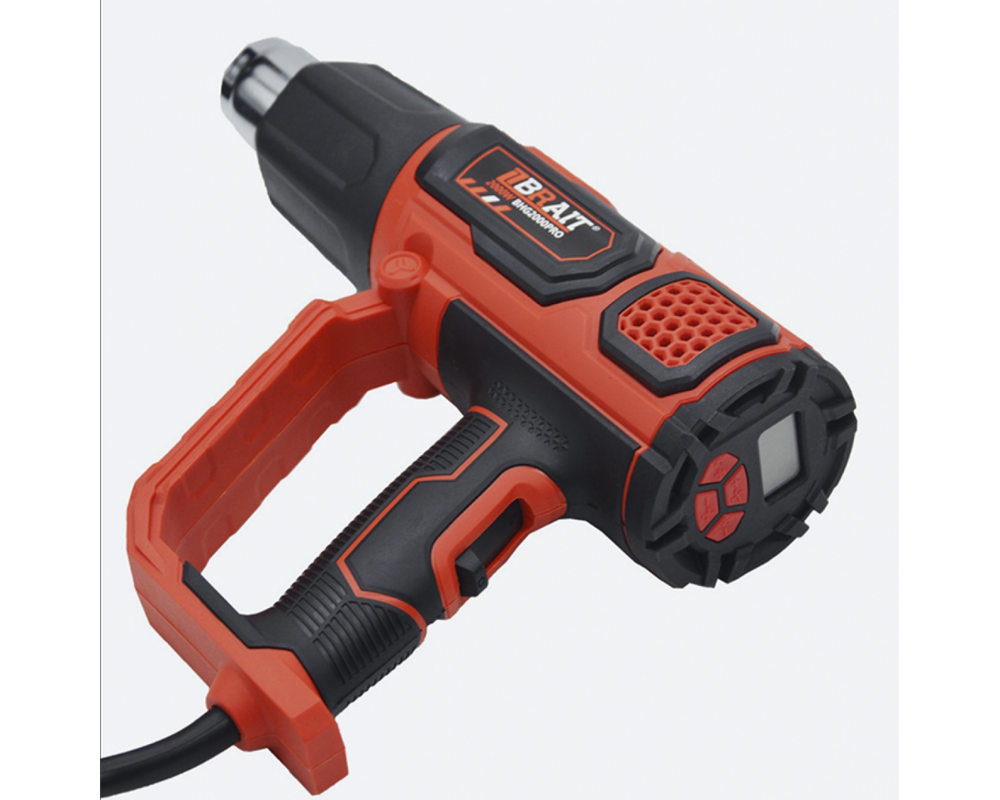Фен строительный BRAIT BHG2000PRO (2000Вт, 600С, 3 скор, 5 насадок, эл. табло)