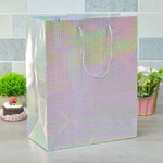 Пакет бумажный 26*33*14см с ручками Голография микс LG313-314