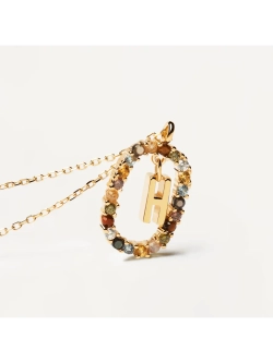 Колье Буква H серебро 925 пробы покрытое золотом