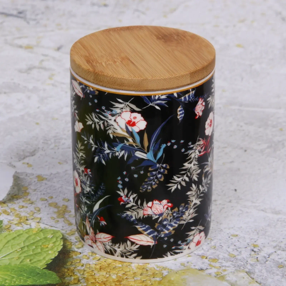 Банка керамическая для хранения «Paradise» 350мл 7*10см, черная