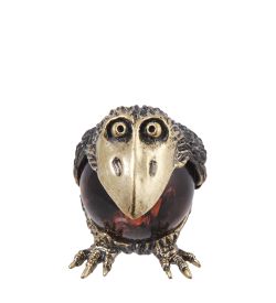 Народные промыслы AM-4052 Фигурка «Ворона Каркуша» (латунь, янтарь)