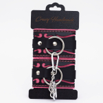 Наручники Crazy Handmade кожаные черно-розовые с розовой строчкой