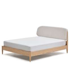 Кровать Octavia из ясеневой фанеры с белым мягким изголовьем 180x200 см