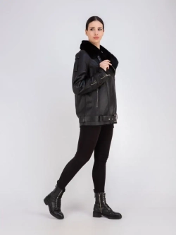 Дубленка авиатор женская натуральная оверсайз Турция