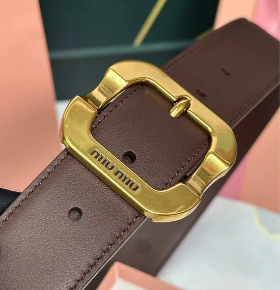 Кожаный ремень Miu Miu, темно-коричневый