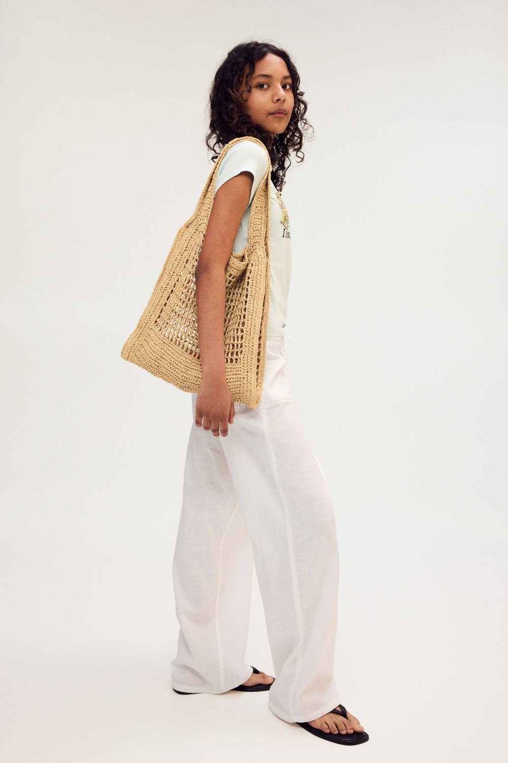 H&M Широкие брюки из хлопка, белый