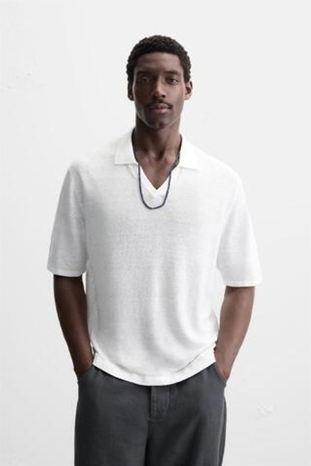 ZARA ПОЛО КЛАССИЧЕСКОГО КРОЯ, БЕЛЫЙ