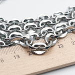 Цепочка, цвет серебро (родий), размер звена 10*8,5 мм, цена за 50 см