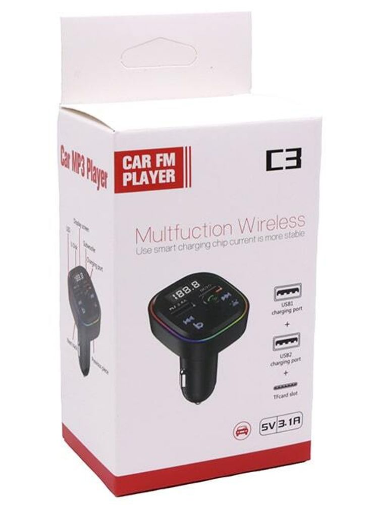 Автомобильный FM-трансмиттер C3 Bluetooth (черный) LED