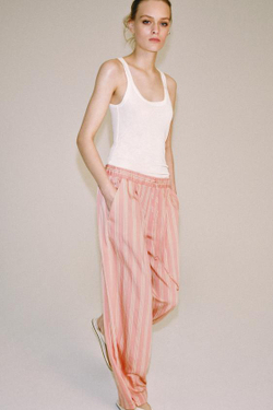 ZARA БРЮКИ-БАЛЛОНЫ В ПОЛОСКУ — ZW COLLECTION, РОЗОВЫЙ/БЕЛЫЙ