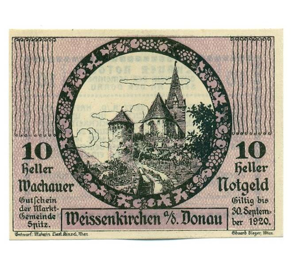 Австрия 10 геллеров 1920 Вахау aUNC