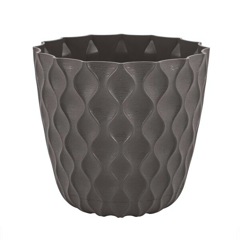 Горшок для цветов InGreen Wave с дренажной сеткой и поддоном 1,4л D145мм, горький шоколад