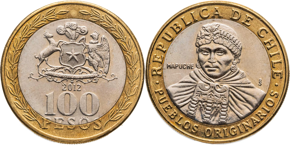 Чили 100 песо, 2012 Герб XF