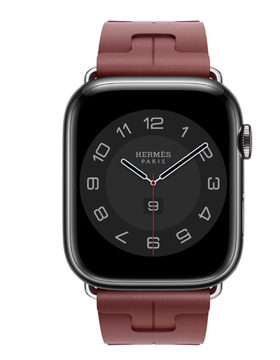 Apple Watch Hermès 45mm Space Black Stainless Steel Case with Rouge H Kilim Single Tour