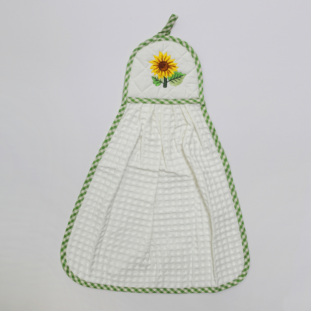 Элитное полотенце-галстук кухонное Girasoli с зелёным кантом от Old Florence