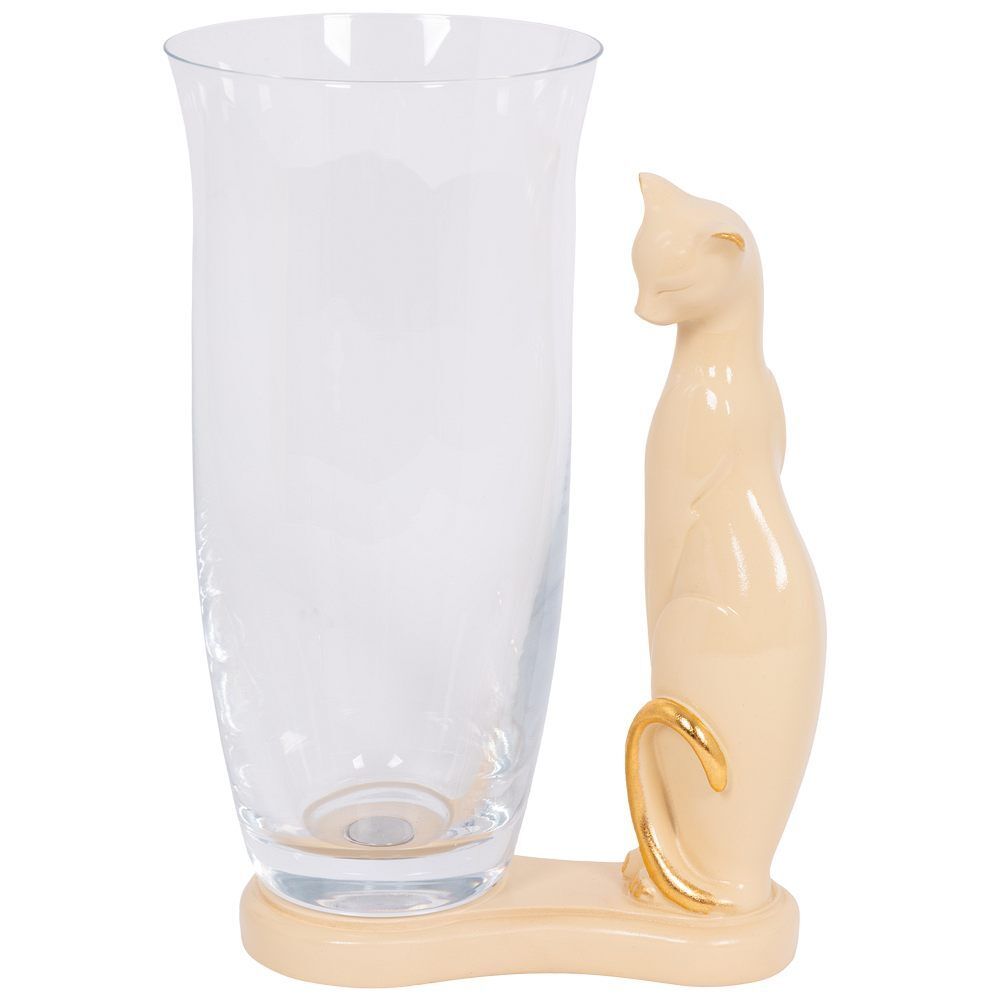 Ваза для цветов Кошка Шелби с чашей Аура Айвори