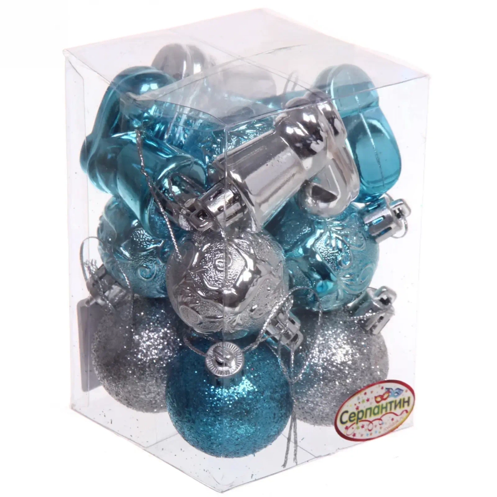 Набор украшений «Волшебное сияние» 4 см (13 предметов),голубой/серебро