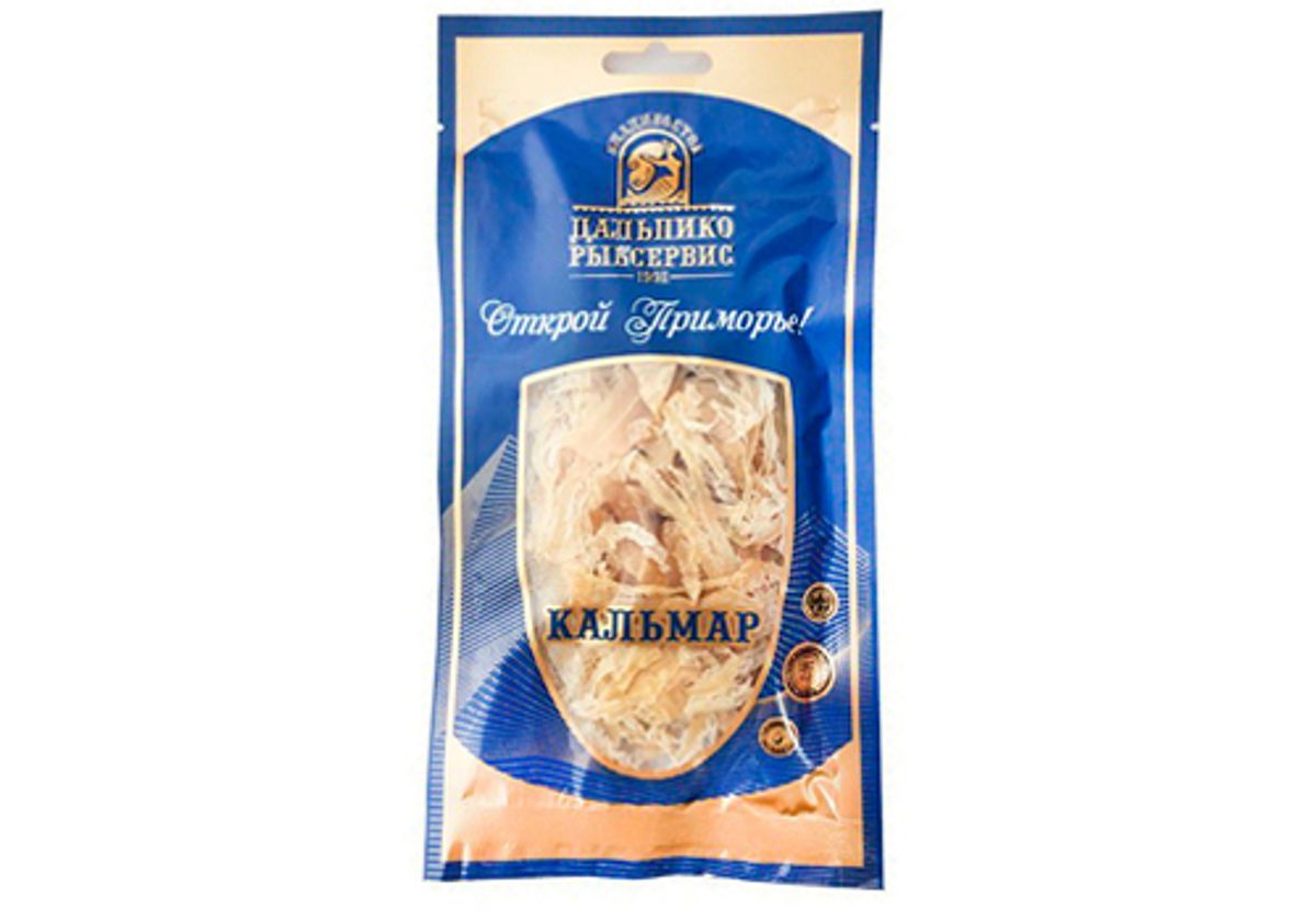 Кальмар командорский сушено-вяленый шинкованный, 50г
