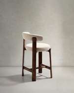 Полубарный стул Granite из бежевой синели и ясеня с отделкой орех 65 см