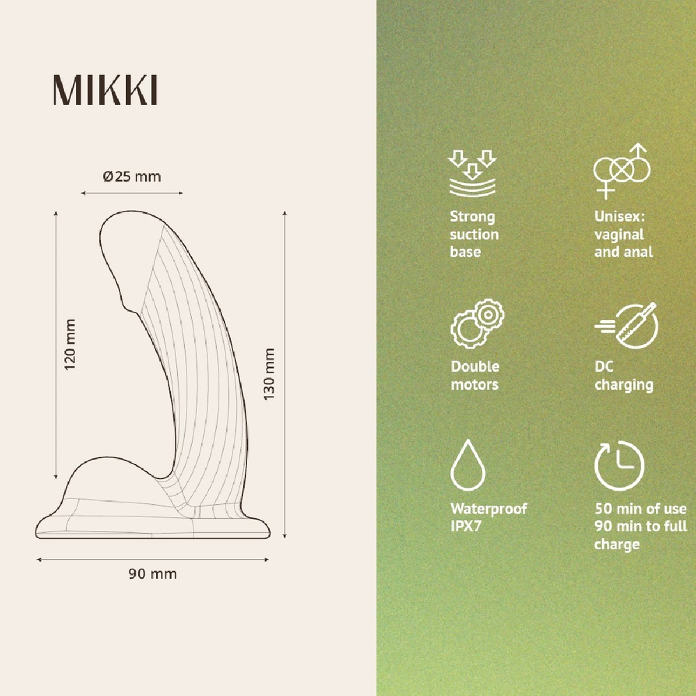 Вибратор с двойной стимуляцией и присоской Mikki телесный 13 см