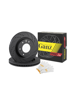 Диск тормозной передний перфорированный PRO-LINE с покрытием комплект MITSUBISHI PAJERO IV GANZ GIJ10065S