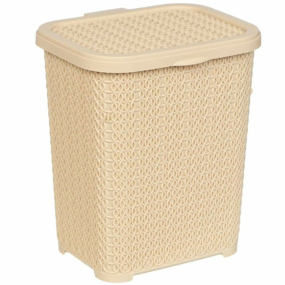 Корзина для стирального порошка 6л "Вязаный узор", цвет бежевый
