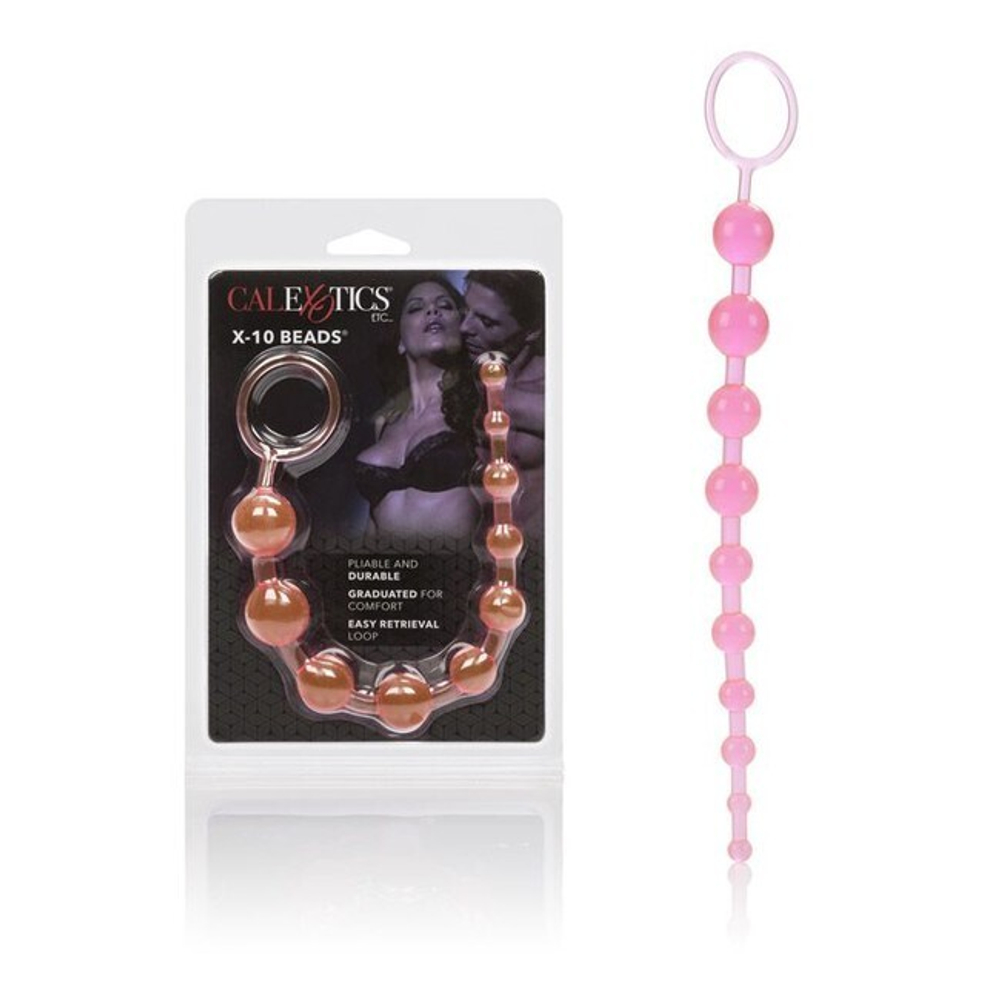 Анальная цепочка из шариков X-10 Beads (Цвет: розовый)