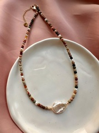 Чокер Картина пустыни из жемчуга и яшмы алашань