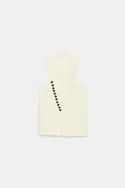 ZARA ТОП-ЖИЛЕТ НА ЗАПАХЕ, ЭКРЮ