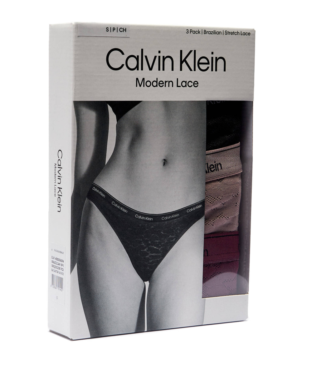 Кружевное трусики-бразилианки 3 шт. Calvin Klein Underwear - разноцветная(000QD5225E)