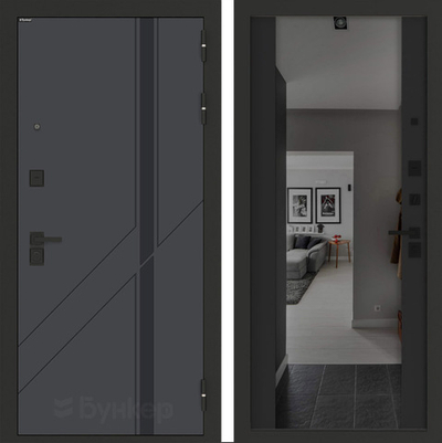 Входная дверь Бункер BN-12 - Зеркало максимум с тонировкой Черный кварц