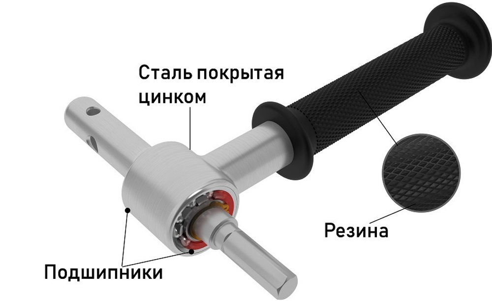 Адаптер с ручкой для ледобуров MORA Nova к дрели с подшипником, диаметр 22 мм