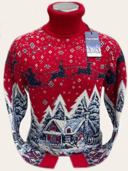 Pulltonic из шерсти и кашемира "Новогодняя фазенда" 50-56 размеры.