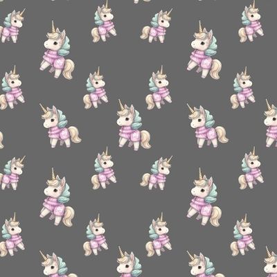 Единорожки на тёмно-сером.