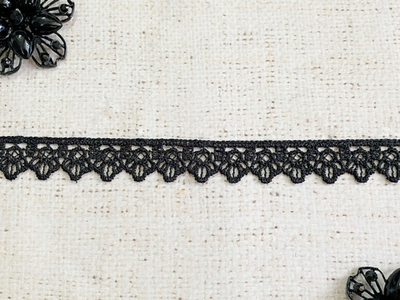 Кружево плетеное, ш. 1,8 см, чёрный